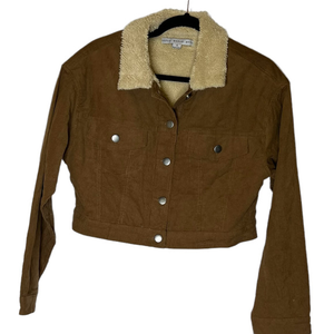 HYFVE‎ Cropped Corduroy Jacket Fur Lined Women Brown Size S